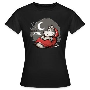 Grand méchant loup endormi : Grand-mère Lune et étoiles - T-shirt Femme - noir - Devant - AI Model Female 172 dark (172cm)