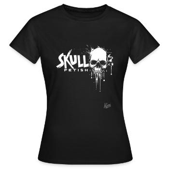 Totenkopf Fetisch: Totenköpfe mit Stil - Frauen T-Shirt - Schwarz - Vorne - AI Model Female 172 dark (172cm)
