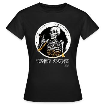 Skeleton Skull Council: Watch out! - Women's T-Shirt - black - Front - AI Model Female 172 dark (172cm)