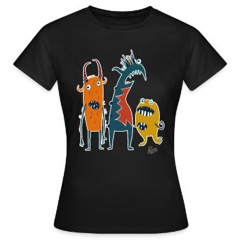 Une troupe comique et drôle de monstres étranges - T-shirt Femme - noir - Devant - AI Model Female 172 dark (172cm)