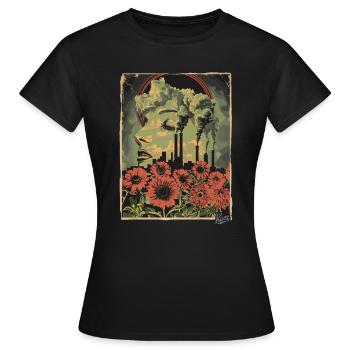 Propaganda Style industrielle Blumen - Frauen T-Shirt - Schwarz - Vorne - AI Model Female 172 dark (172cm)