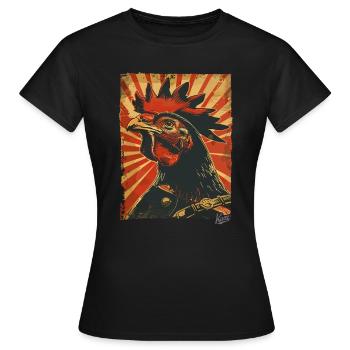 Style de propagande : Patriotique, Coq fier - T-shirt Femme - noir - Devant - AI Model Female 172 dark (172cm)