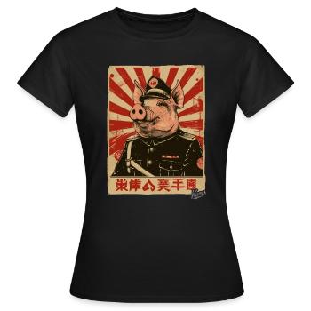 Cochon de style propagande - T-shirt Femme - noir - Devant - AI Model Female 172 dark (172cm)