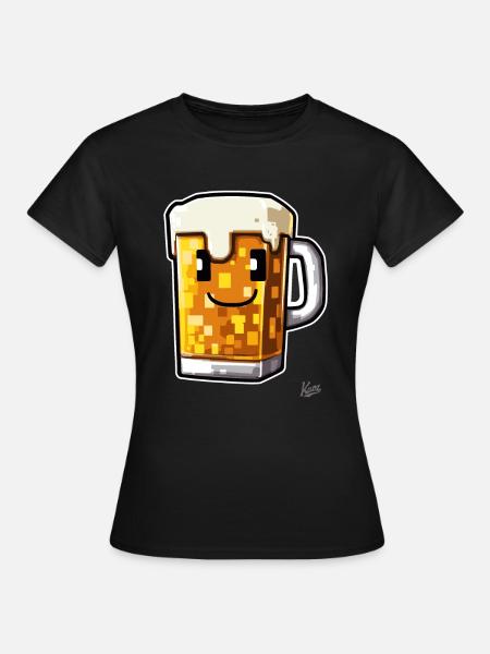 Pixel-Handwerker-Bier - Frauen T-Shirt - Schwarz