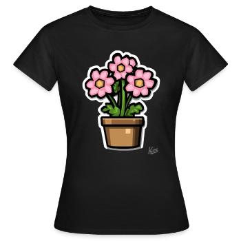 un pot de fleurs vert-rose - T-shirt Femme - noir - Devant - AI Model Female 172 dark (172cm)
