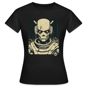 Super Humanoid Skull Skull Android Mecha - Women's T-Shirt - black - Front - AI Model Female 172 dark (172cm)