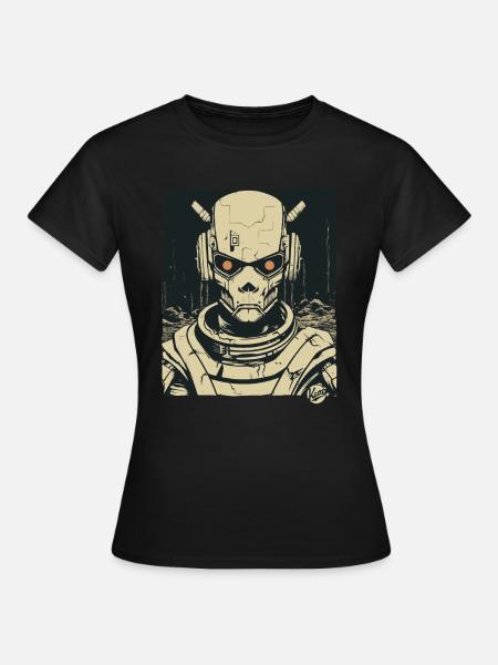 Super Humanoider Totenkopf Schädel Androide Mecha - Frauen T-Shirt - Schwarz