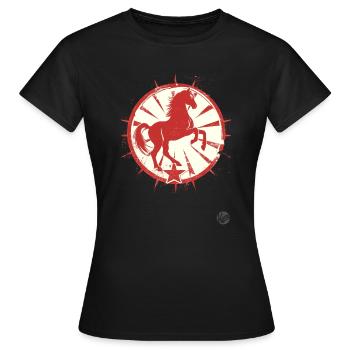 Solzialismus Propaganda Pferd - Frauen T-Shirt - Schwarz - Vorne - AI Model Female 172 dark (172cm)
