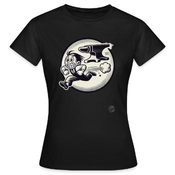 Retro Cartoon: Running Away From Problems And Anvil - Women's T-Shirt - black - Front - AI Model Female 172 dark (172cm)