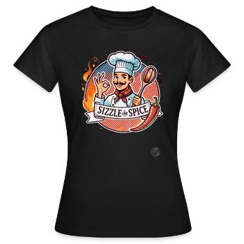 Grésillement et épices, Pepperoni épicé Cook - T-shirt Femme - noir - Devant - AI Model Female 172 dark (172cm)