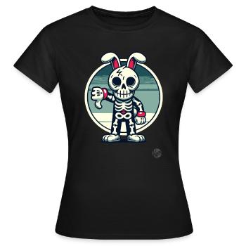 Lapin squelette effrayant avec les pouces vers le bas - T-shirt Femme - noir - Devant - AI Model Female 172 dark (172cm)
