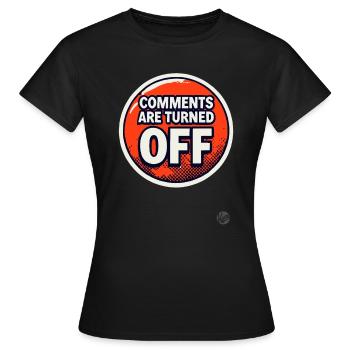 Commentaires fermés sur Bouton rouge - T-shirt Femme - noir - Devant - AI Model Female 172 dark (172cm)