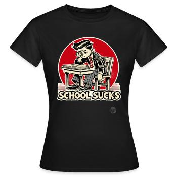 Schuljunge ist gelangweilt - Schule nervt - Frauen T-Shirt - Schwarz - Vorne - AI Model Female 172 dark (172cm)