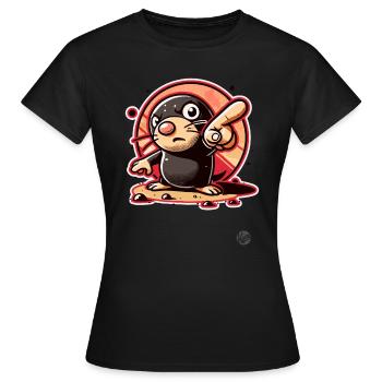 Drôle de taupe pointant avec le doigt - T-shirt Femme - noir - Devant - AI Model Female 172 dark (172cm)