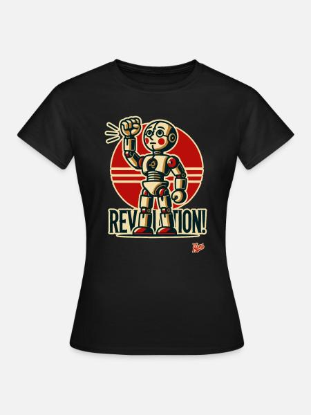 Retro-Roboter-Revolution - Frauen T-Shirt - Schwarz