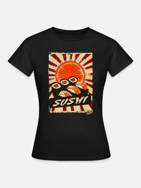 Vintage Retro Sun and Sushi - Women's T-Shirt - black