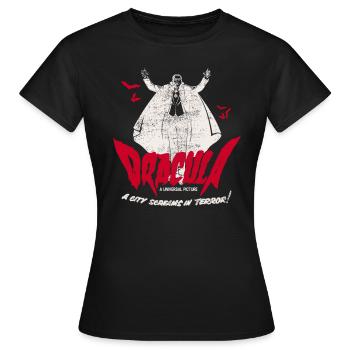 Universal Monsters Dracula Schriftzug Rot - Frauen T-Shirt - Schwarz - Vorne - AI Model Female 172 dark (172cm)