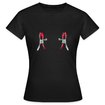 BDSM Nippelklemmen Bondage Roleplaying Fetish Vers - Frauen T-Shirt - Schwarz - Vorne - AI Model Female 172 dark (172cm)
