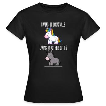 Leben in Louisville Pride Kentucky Einhorn Love - Frauen T-Shirt - Schwarz - Vorne - AI Model Female 172 dark (172cm)