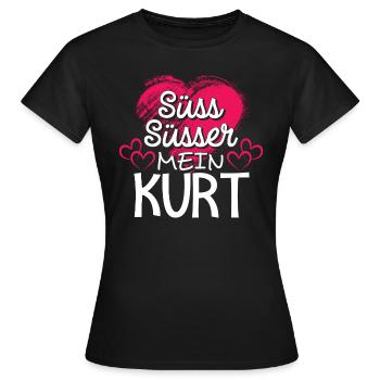 KURT - süss - Frauen T-Shirt - Schwarz - Vorne - AI Model Female 172 dark (172cm)