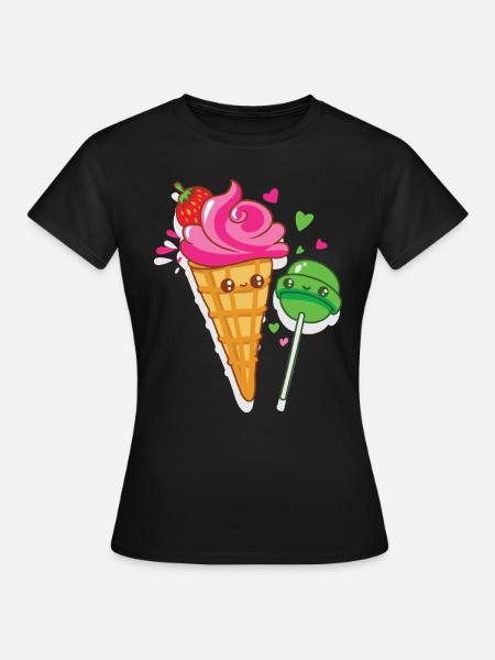 Bonne crème glacée et les sucettes sont amoureux - T-shirt Femme - noir