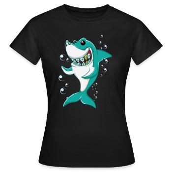 Requin à Bretelles - T-shirt Femme - noir - Devant - AI Model Female 172 dark (172cm)