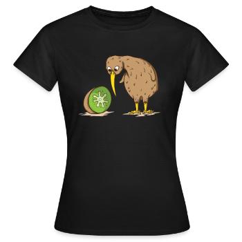 Kiwi Neuseeland flugunfähig Vogel Kiwifrucht - Frauen T-Shirt - Schwarz - Vorne - AI Model Female 172 dark (172cm)