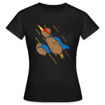 Kiwivogel und Kiwifrucht fliegen wie Superhelden - Frauen T-Shirt - Schwarz - Vorne - AI Model Female 172 dark (172cm)