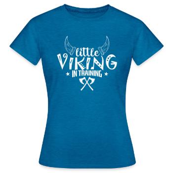Little Viking dans les Vikings de formation - T-shirt Femme - bleu saphir antique chiné - Devant - AI Model Female 172 dark (172cm)