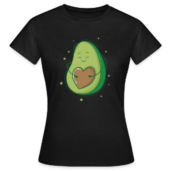 Avocat avec cœur comme noyau - T-shirt Femme - noir - Devant - AI Model Female 172 dark (172cm)