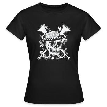 Ska Skull avec chapeau style de musique de trompette - T-shirt Femme - noir - Devant - AI Model Female 172 dark (172cm)