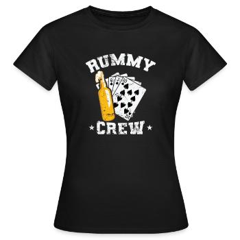 Rummy Crew Hobby Card Game Romme Pik - Women's T-Shirt - black - Front - AI Model Female 172 dark (172cm)