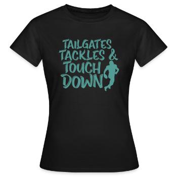 Tailgates Tackles and Touch Down America - Women's T-Shirt - black - Front - AI Model Female 172 dark (172cm)