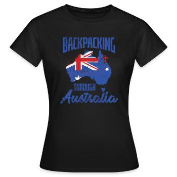 Backpacking through Australia Sydney - Women's T-Shirt - black - Front - AI Model Female 172 dark (172cm)