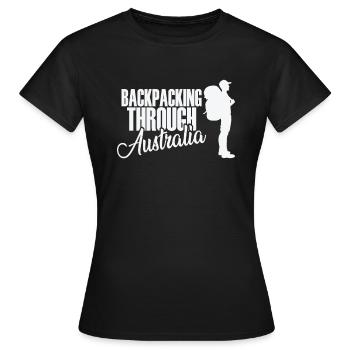 Backpacking through Australia Adventure - Women's T-Shirt - black - Front - AI Model Female 172 dark (172cm)