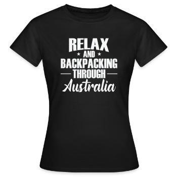 Relax and Backpacking through Australia Freedom - Women's T-Shirt - black - Front - AI Model Female 172 dark (172cm)