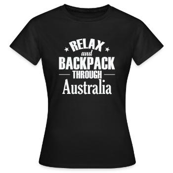 Relax and Backpack through Australia - Women's T-Shirt - black - Front - AI Model Female 172 dark (172cm)