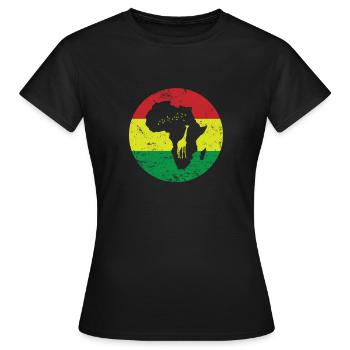 Giraffe Outline Africa Continent Map - Women's T-Shirt - black - Front - AI Model Female 172 dark (172cm)