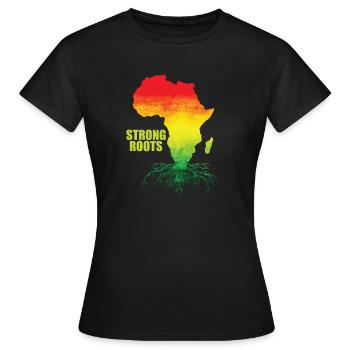 Strong Roots Land Kontinent Afrika Karte - Frauen T-Shirt - Schwarz - Vorne - AI Model Female 172 dark (172cm)