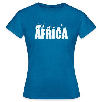 Afrika Tiere Elefant Giraffe Safari Kontinent - Frauen T-Shirt - Antikblaues Saphir meliert - Vorne - AI Model Female 172 dark (172cm)