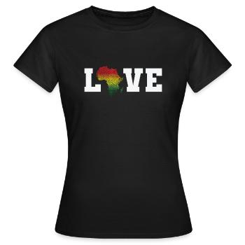 Love Population Continent Africa Map - Women's T-Shirt - black - Front - AI Model Female 172 dark (172cm)