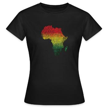Fingerabdruck Afrika D.N.A. Kontinent Karte - Frauen T-Shirt - Schwarz - Vorne - AI Model Female 172 dark (172cm)