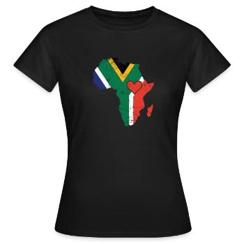 Südafrika Flagge Kontinent Afrika Karte - Frauen T-Shirt - Schwarz - Vorne - AI Model Female 172 dark (172cm)