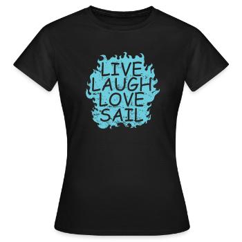 Rire en direct Love Sail Sailing Boat Sport - T-shirt Femme - noir - Devant - AI Model Female 172 dark (172cm)