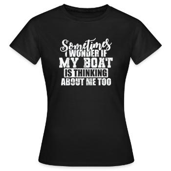 Parfois, je me demande si mon bateau pense à moi - T-shirt Femme - noir - Devant - AI Model Female 172 dark (172cm)
