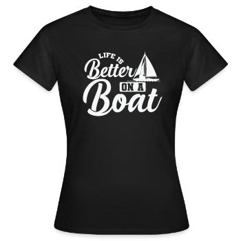 La vie est meilleure sur un bateau de sport de voilier - T-shirt Femme - noir - Devant - AI Model Female 172 dark (172cm)