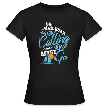 Mon voilier m’appelle Je dois y aller Voile - T-shirt Femme - noir - Devant - AI Model Female 172 dark (172cm)