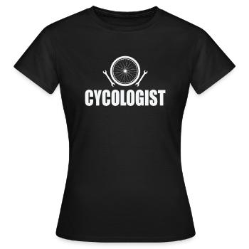 Cycologue Atelier de mécanique de deux-roues - T-shirt Femme - noir - Devant - AI Model Female 172 dark (172cm)