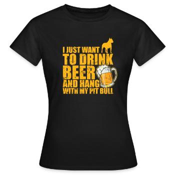Il suffit de boire de la bière et de traîner avec mon pitbull - T-shirt Femme - noir - Devant - AI Model Female 172 dark (172cm)