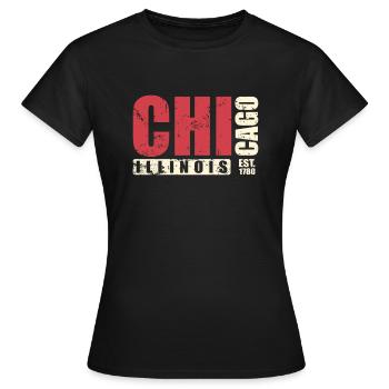 Illinois Chicago USA Amerika Bundesstaat - Frauen T-Shirt - Schwarz - Vorne - AI Model Female 172 dark (172cm)
